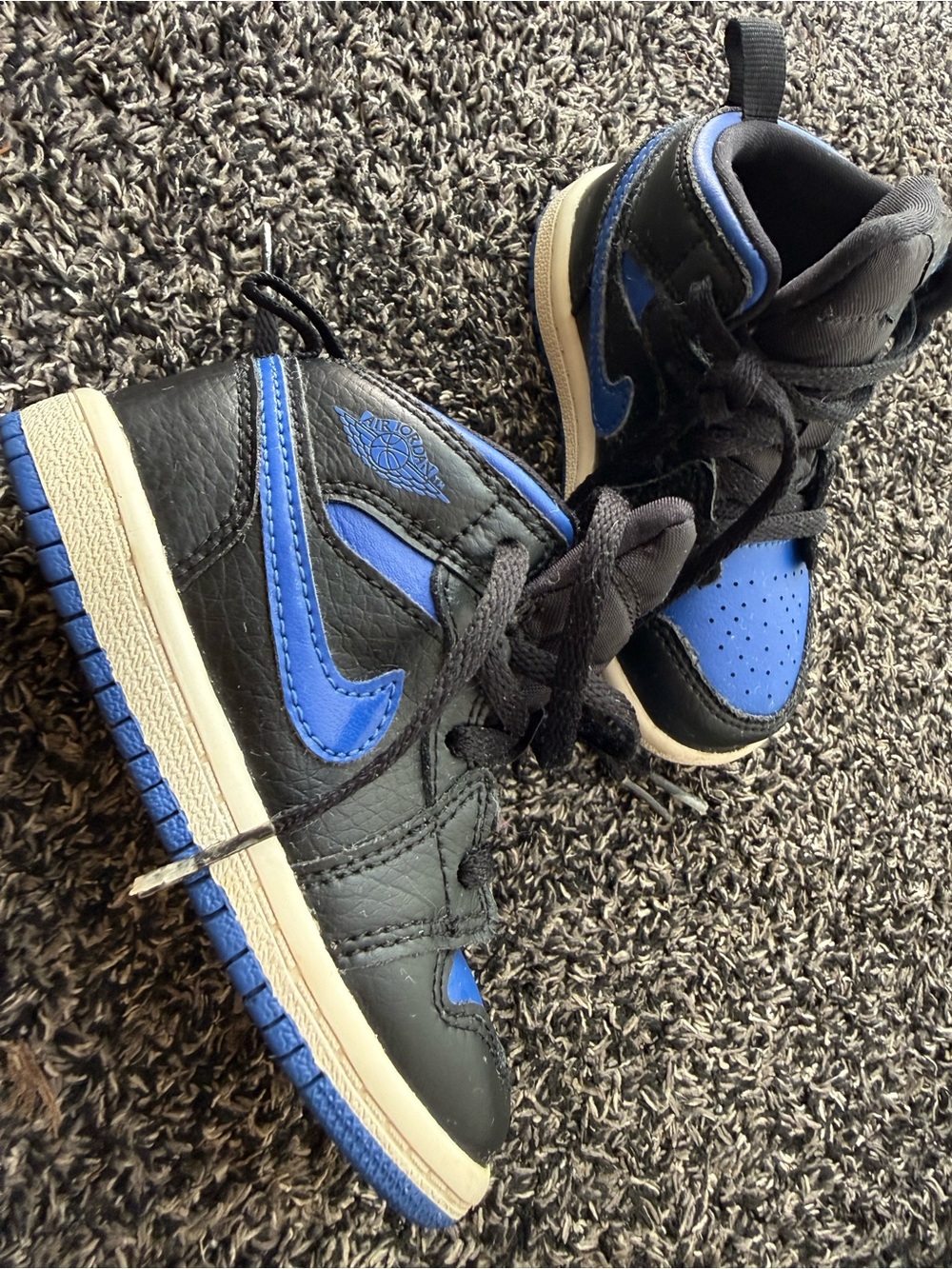 Nike Kids Black and Blue High-Top Sneakers